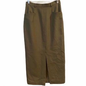 Vintage Army Green Wool Lagenlook Minimalist High Waist Skirt